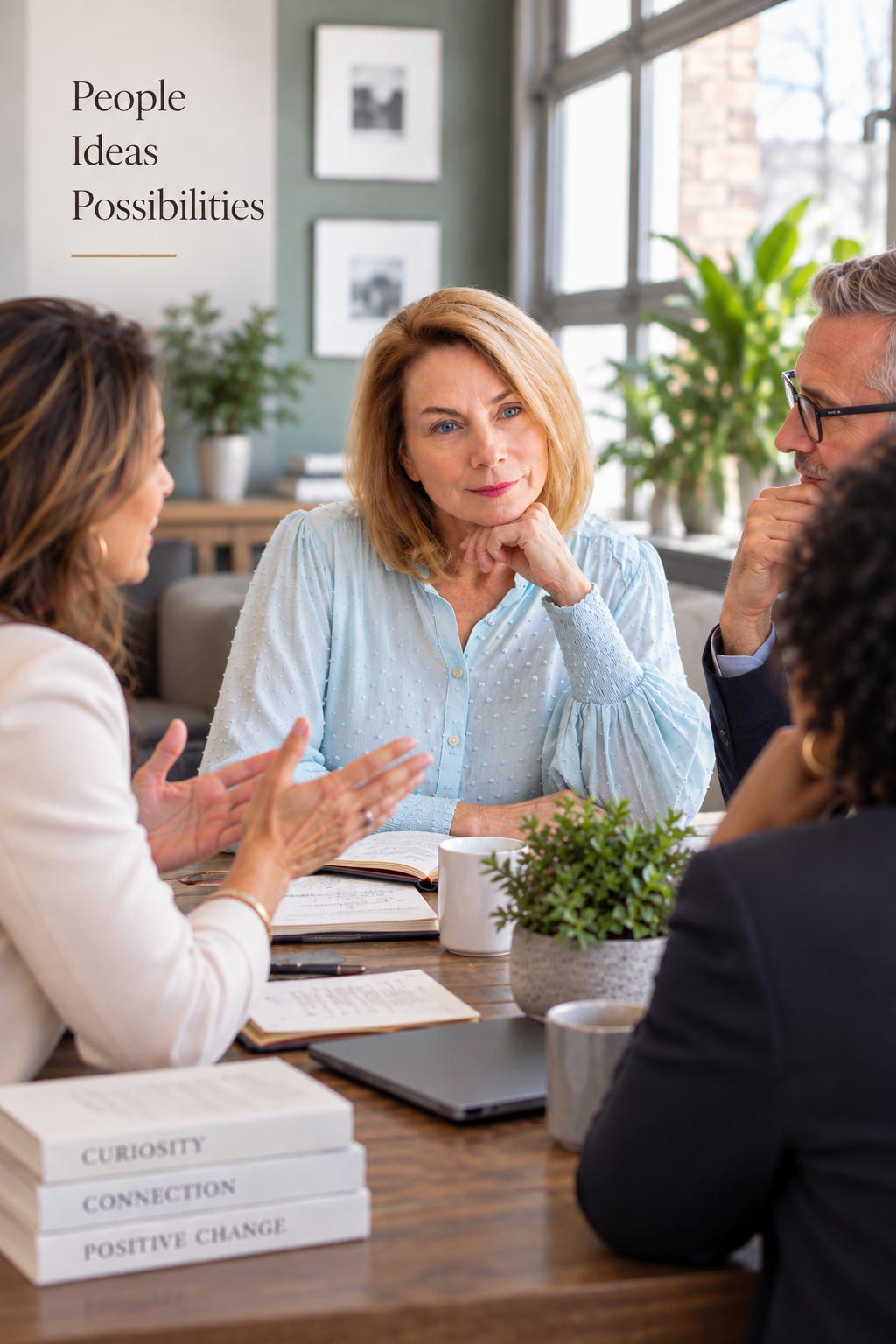 Cheryl J. Martin in conversation with a small group